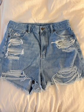 American Eagle Outfitters Light Blue Distressed Denim Jean Shorts
